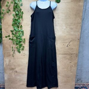 Black Sleeveless Wide Leg Jumpsuit with Pockets